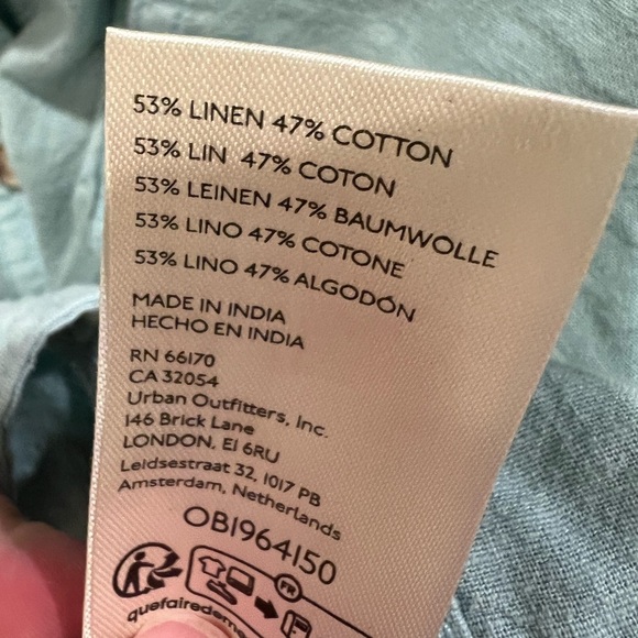NWT new we the free people made for sun linen shirt button down small light blue - Picture 11 of 17